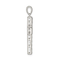 Sterling Silver Rhodium-plated CZ Latin Cross Pendant