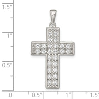 Sterling Silver Rhodium-plated CZ Latin Cross Pendant