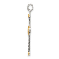 Sterling Silver Antiqued & 18k Gold - plated Cross Pendant