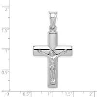 Sterling Silver Rhodium-plated Hollow Latin Crucifix Pendant