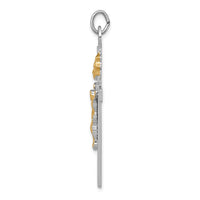 Sterling Silver Platinum-plated & 18k Gold-plated Crucifix Pendant