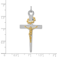 Sterling Silver Platinum-plated & 18k Gold-plated Crucifix Pendant
