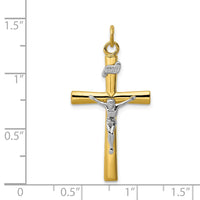 Sterling Silver Platinum-plated & 18k Gold-plated Crucifix Pendant