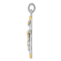 Sterling Silver Platinum-plated & 18k Gold-plated Crucifix Pendant
