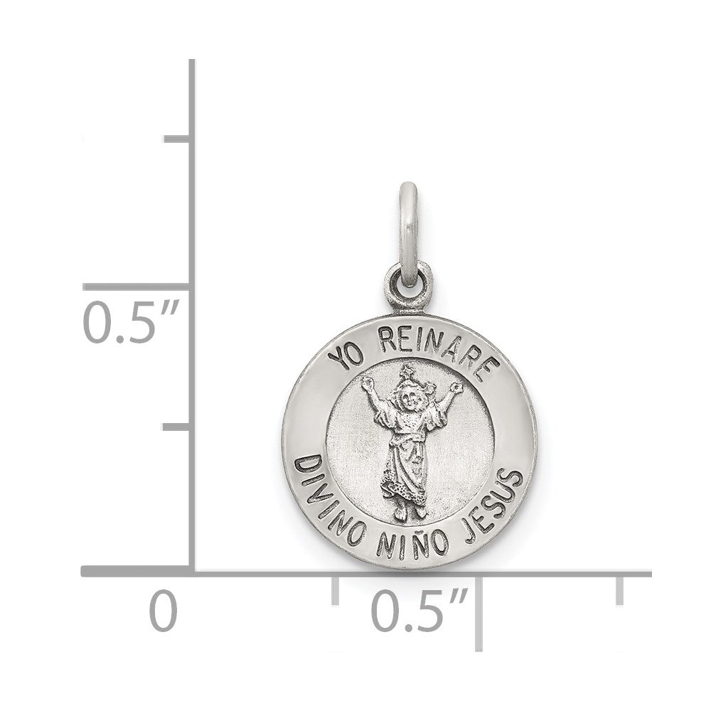 Sterling Silver Antiqued Divino Nino Medal (Divine Infant Jesus)