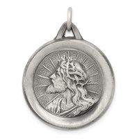 Sterling Silver Antiqued Jesus Medal