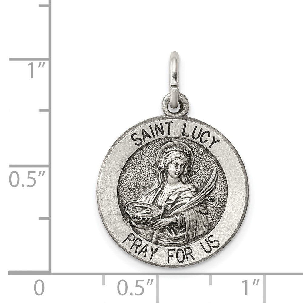 Sterling Silver Antiqued Saint Lucy Medal