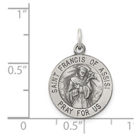 Sterling Silver Antiqued Saint Francis of Assisi Medal