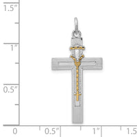 Sterling Silver Platinum-plated & Vermeil Rosary Cross Pendant