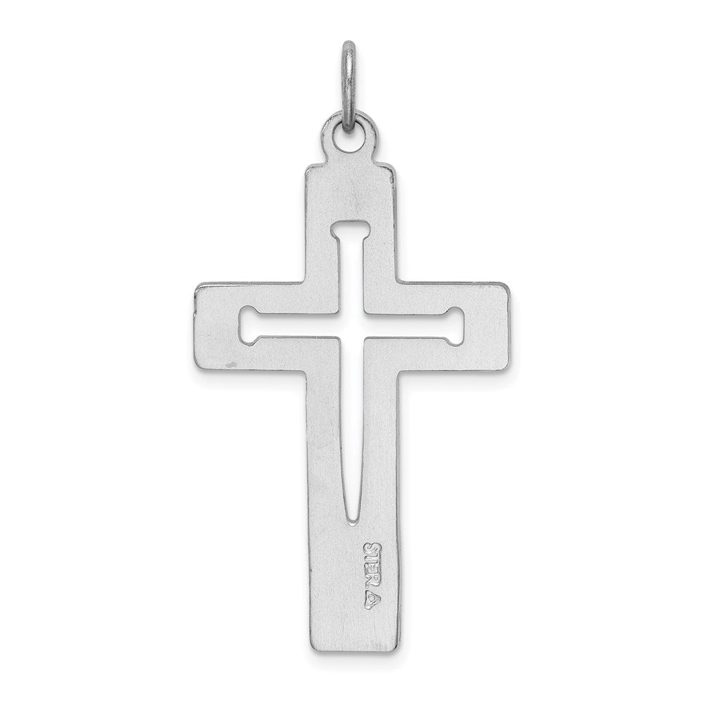 Sterling Silver Platinum-plated Latin Cross Pendant