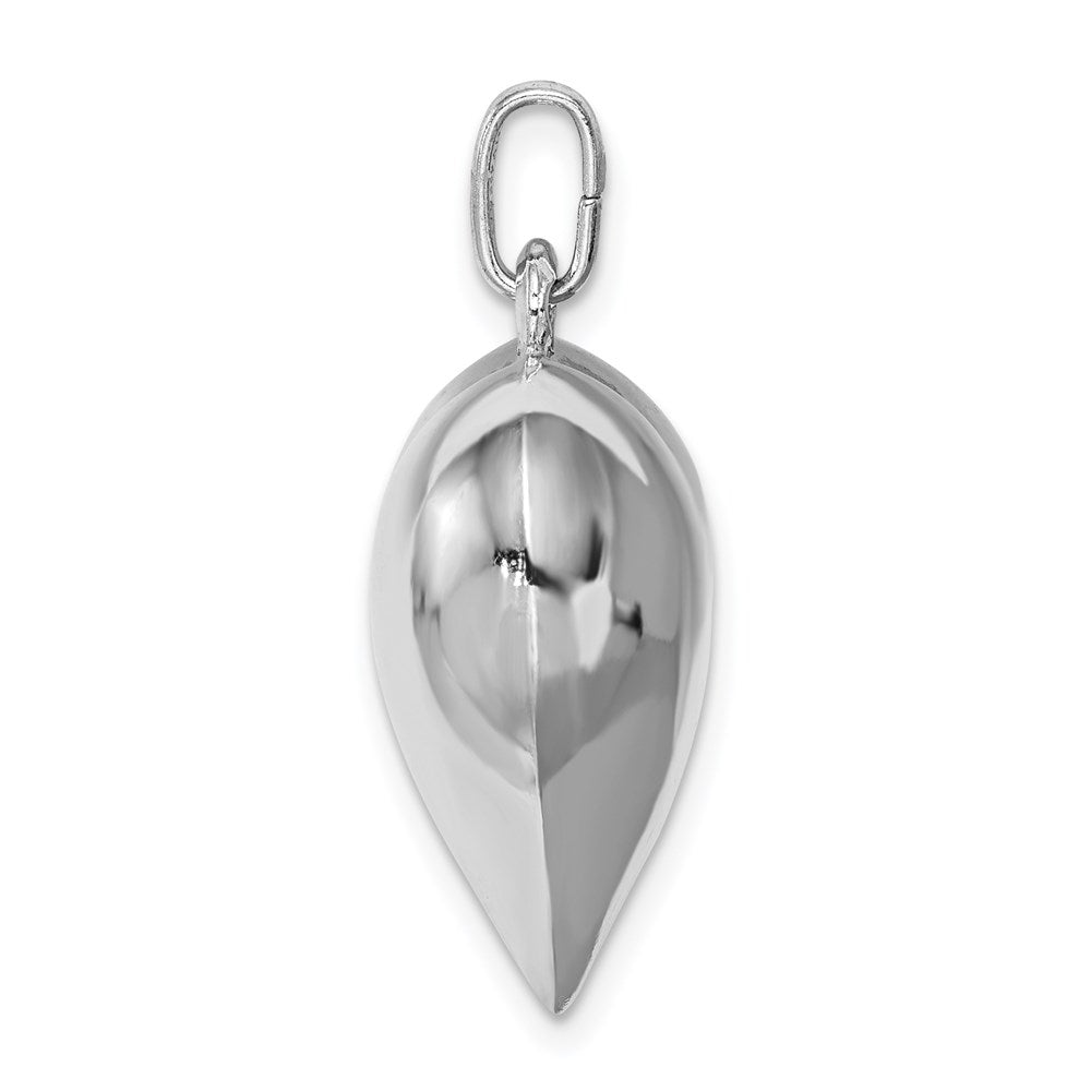 Sterling Silver Rhodium-plated Puffed Heart Pendant