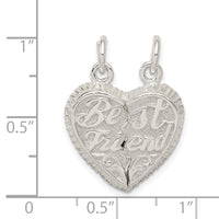 Sterling Silver Best Friend 2-piece Break apart Heart Charm