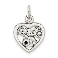 Sterling Silver Antiqued Sweet 16 Heart Charm