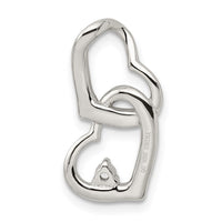 Sterling Silver Rhodium-plated CZ Hearts Pendant
