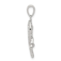 Sterling Silver Rhodium-plated Two Connected Hearts CZ Pendant