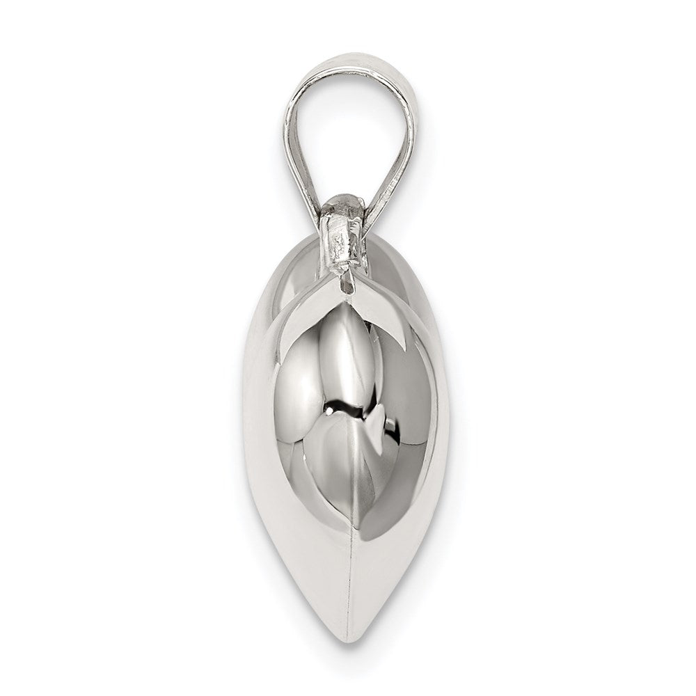 Sterling Silver Rhodium-plated Puffed Heart Charm