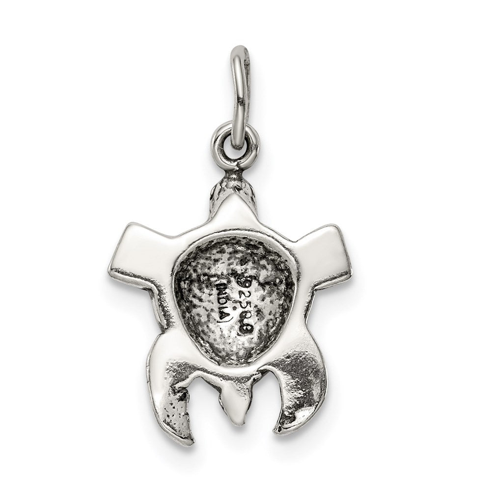 Sterling Silver Antiqued Sea Turtle Charm