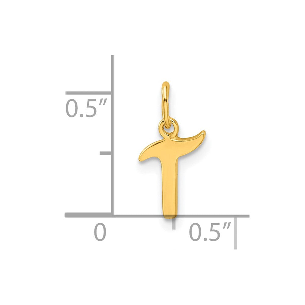 Sterling Silver Gold-tone Polished Letter T Initial Charm