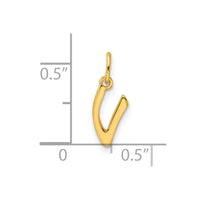 Sterling Silver Gold-tone Polished Letter V Initial Charm