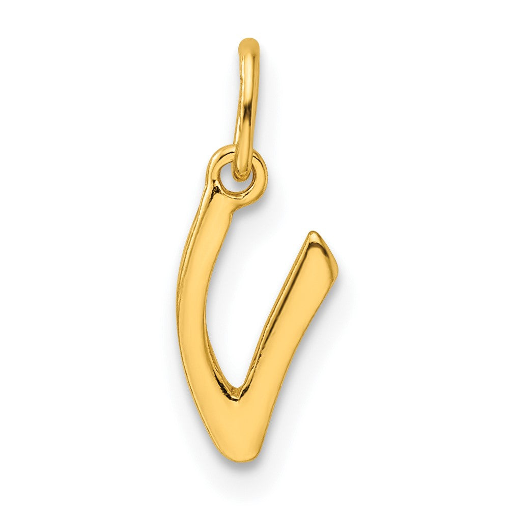 Sterling Silver Gold-tone Polished Letter V Initial Charm