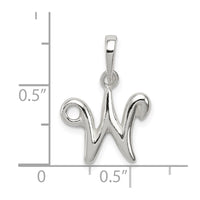 Sterling Silver Letter W Initial Pendant