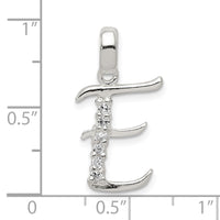 Sterling Silver CZ Letter E Initial Pendant