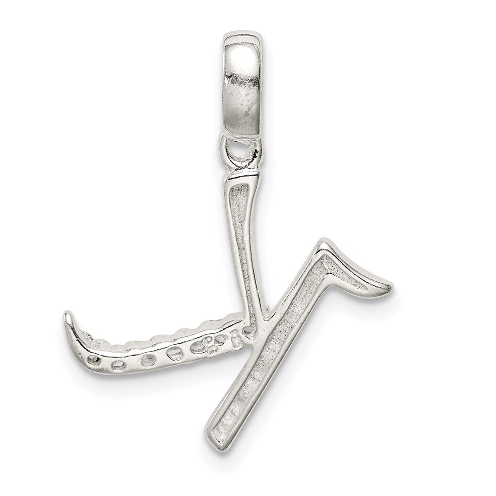 Sterling Silver CZ Letter K Initial Pendant