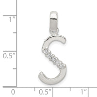 Sterling Silver CZ Letter S Initial Pendant