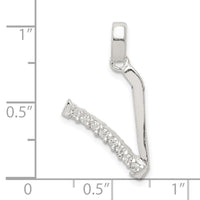 Sterling Silver CZ Letter V Initial Pendant
