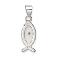 Sterling Silver Rhod-pltd Enameled Mustard Seed Ichthus Fish Pendant