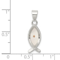 Sterling Silver Rhod-pltd Enameled Mustard Seed Ichthus Fish Pendant