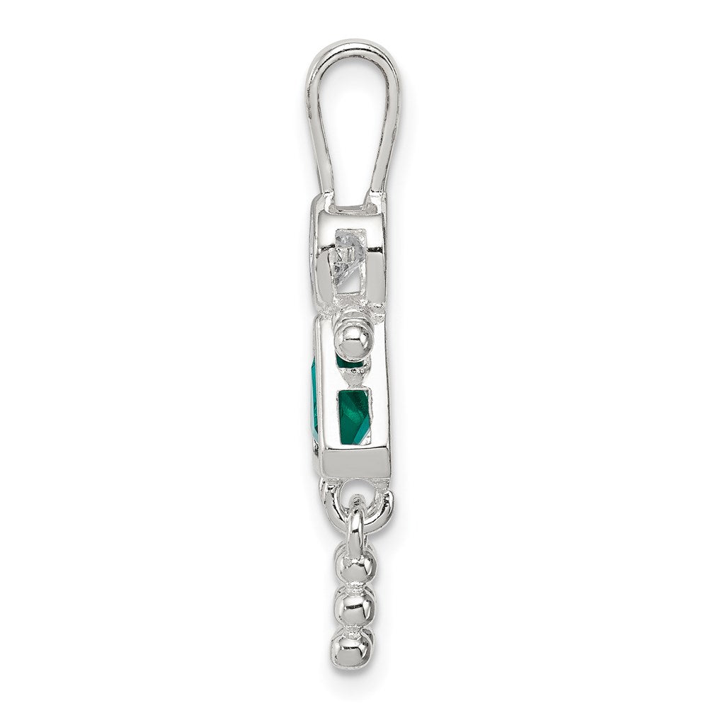 Sterling Silver Rhodium-plated CZ & May Glass Girl Pendant