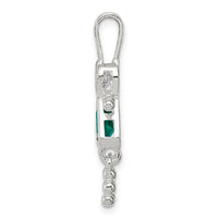 Sterling Silver Rhodium-plated CZ & May Glass Girl Pendant