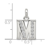 Sterling Silver White CZ Letter M Initial Pendant