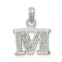 Sterling Silver CZ Letter M Initial Pendant
