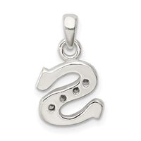 Sterling Silver CZ Letter S Initial Pendant