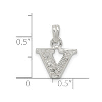 Sterling Silver CZ Letter V Initial Pendant