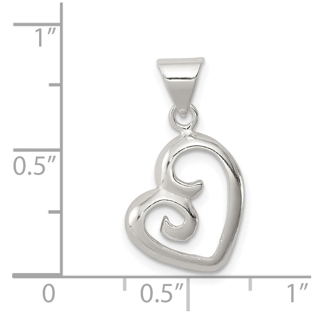 Sterling Silver Polished Fancy Swirl Heart Pendant
