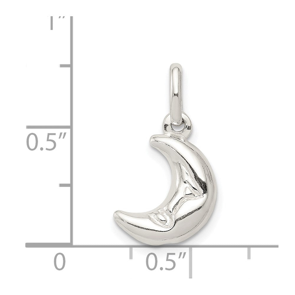 Sterling Silver 3-D Half Moon Charm