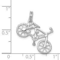 Sterling Silver Rhodium-platedPolished Bicycle Charm