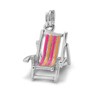 Sterling Silver Rhodium-platedEnamel Beach Chair Charm