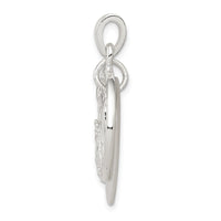 Sterling Silver Polished Dolphin & Waves Mother of Pearl Pendant