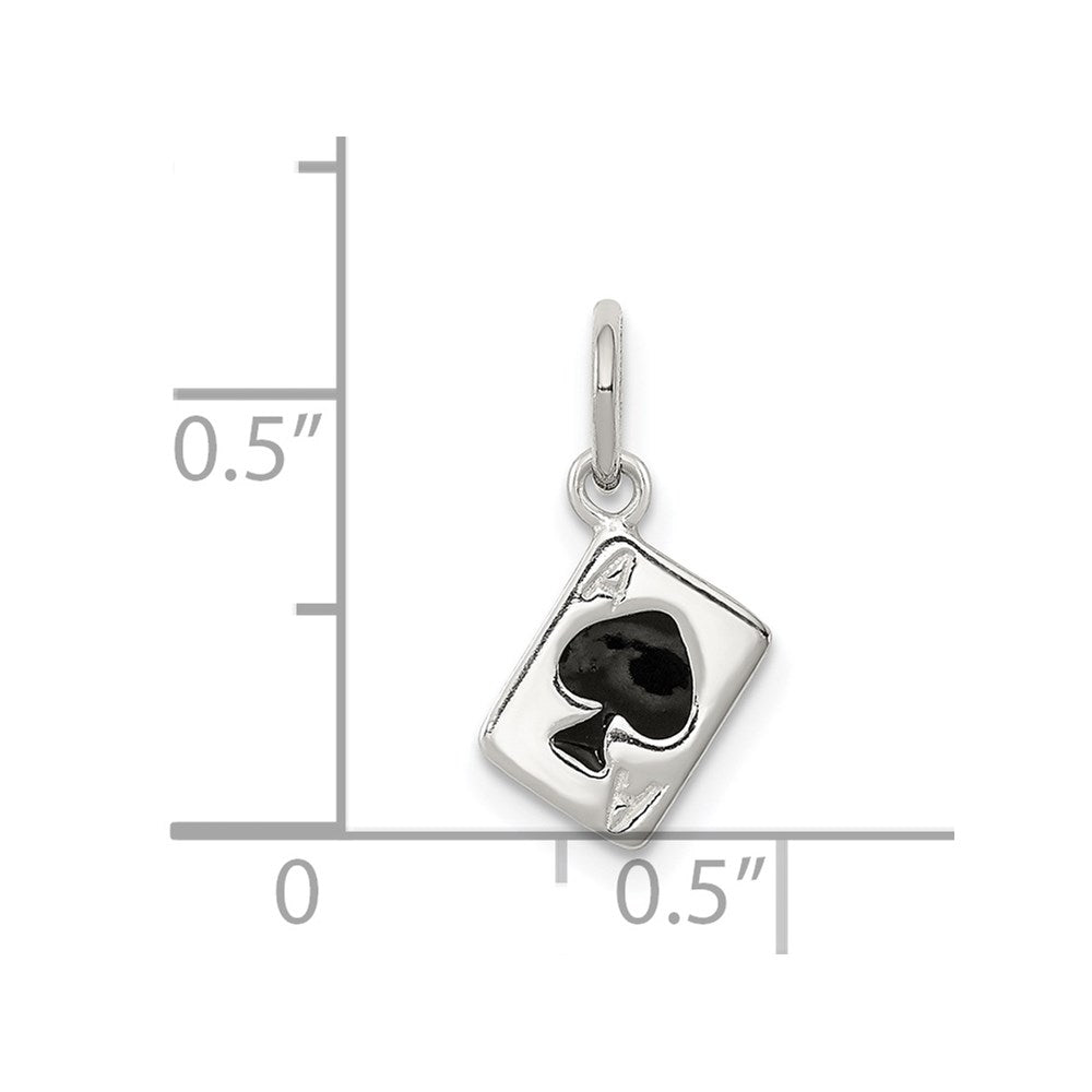 Sterling Silver Enameled Ace Of Spades Card Charm