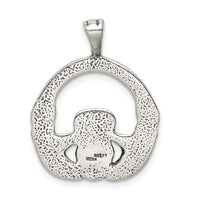 Sterling Silver Antiqued Claddagh Pendant