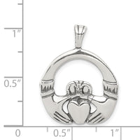 Sterling Silver Antiqued Claddagh Pendant