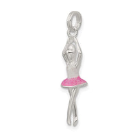 Sterling Silver Pink & White Enamel with Glitter Ballerina Charm