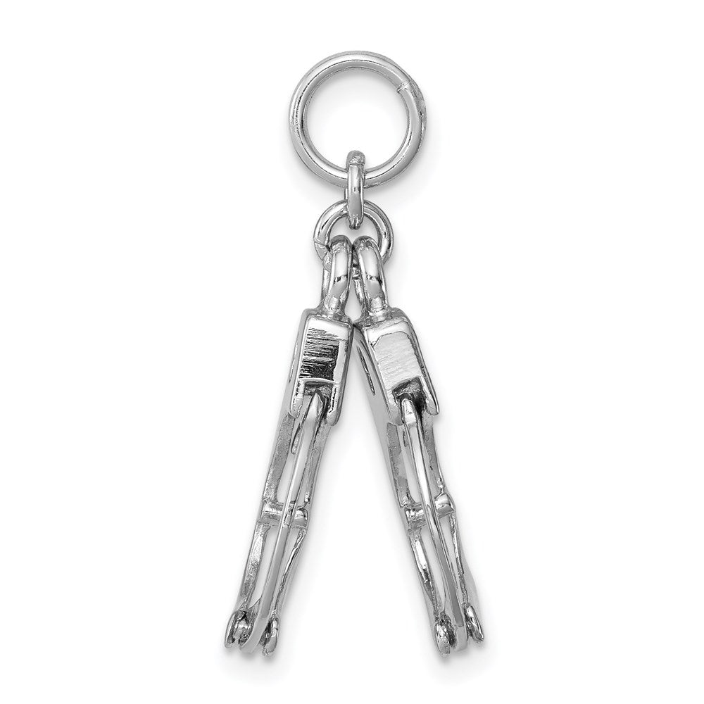 Sterling Silver Rhodium-platedPolished Movable Handcuffs Charm