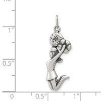 Sterling Silver Antiqued Cheerleader Charm