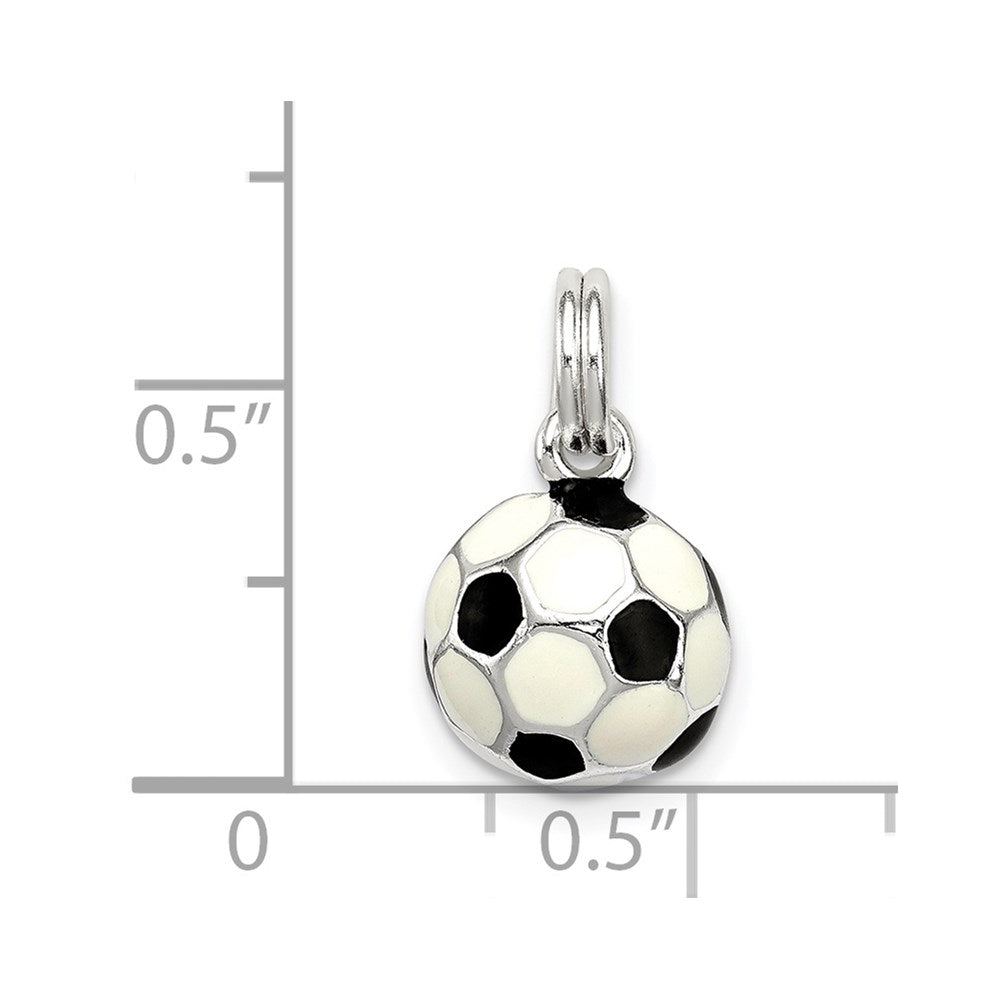 Sterling Silver Black & White Enameled Soccer Ball Charm