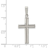 Sterling Silver Polished and Matte Finish Cross Pendant